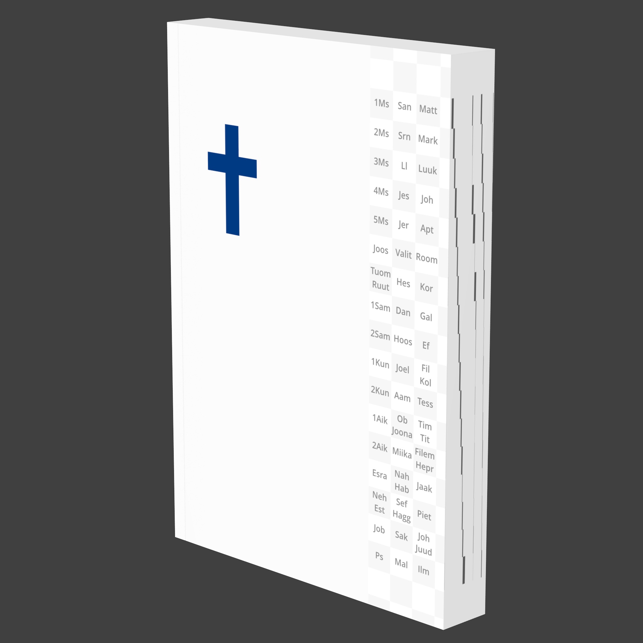 Valkoinen Avoin Raamatunkäännös takakannesta