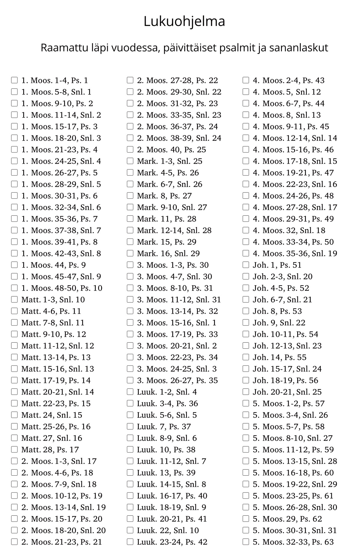 Raamatun lukusuunnitelma